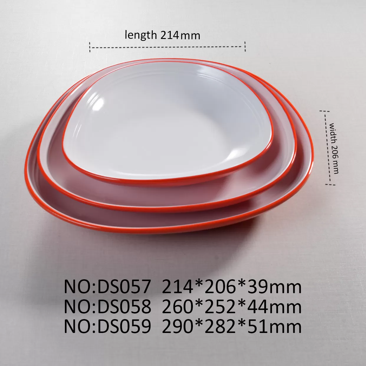 Hot selling cheap restaurant plate orange ramen serving bowls dessert dish with soup spoon luxury melamine tableware for hotel