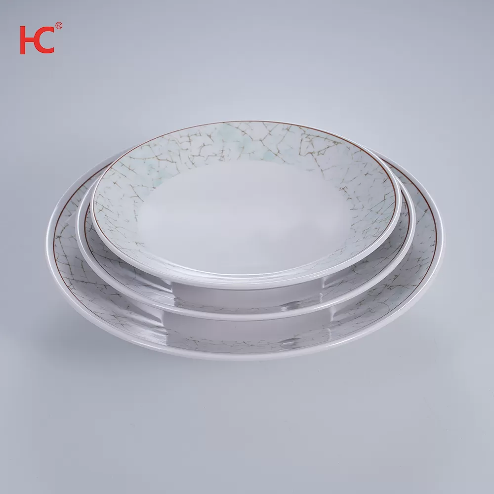 22109 Customizable Melamine Dinnerware Set Modern Luxury Plastic Tableware Sustainable Shallow Plate Home Restaurant Weddings