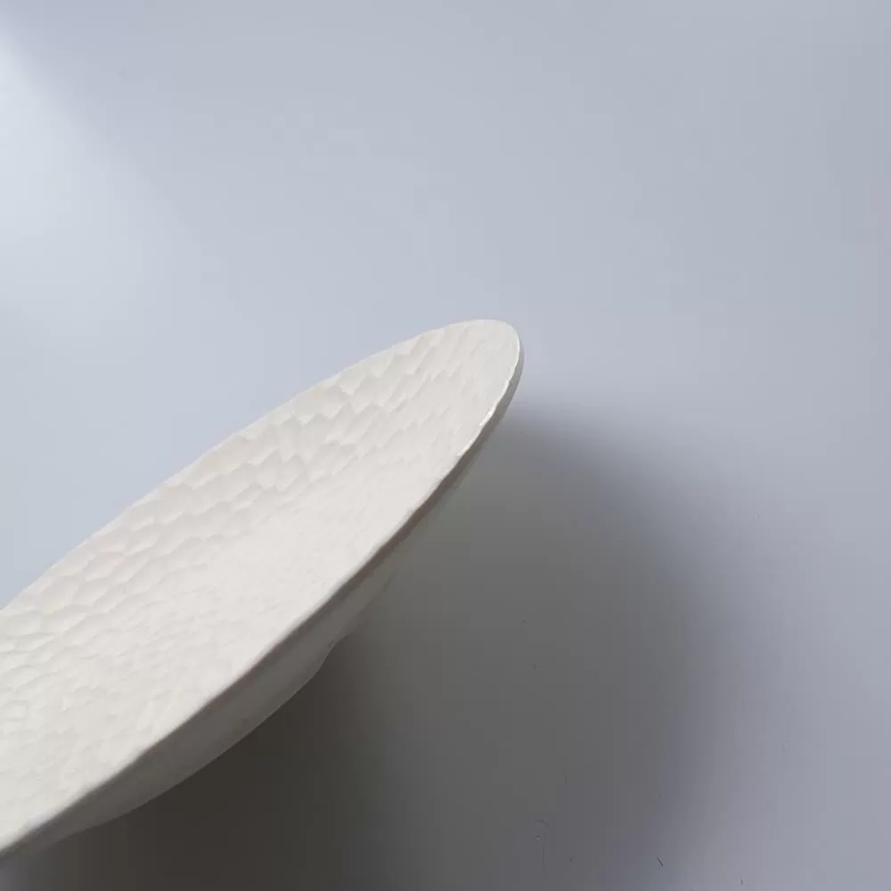 Factory Wholesaler Customizable Hammered Texture Melamine Unbreakable Plain White Plastic Tableware Matt Surface Sustainable Home Dishes