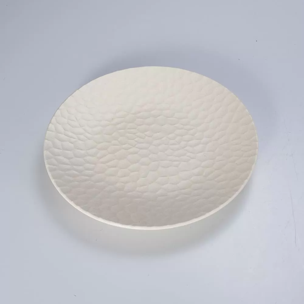 Factory Wholesaler Customizable Hammered Texture Melamine Unbreakable Plain White Plastic Tableware Matt Surface Sustainable Home Dishes