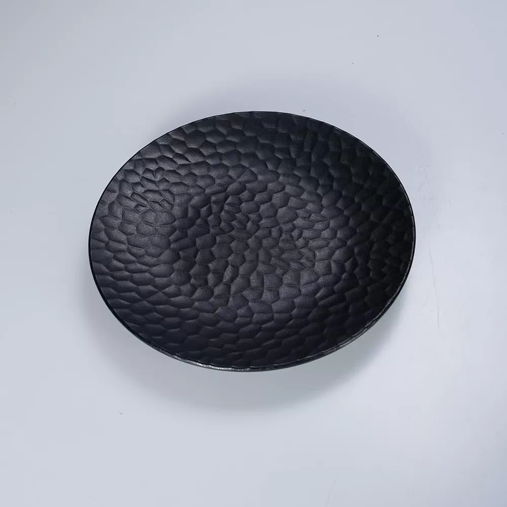 Customizable Factory hammered texture Melamine Plates Unbreakable Plain White Plastic Tableware Matt Surface Home Sustainable