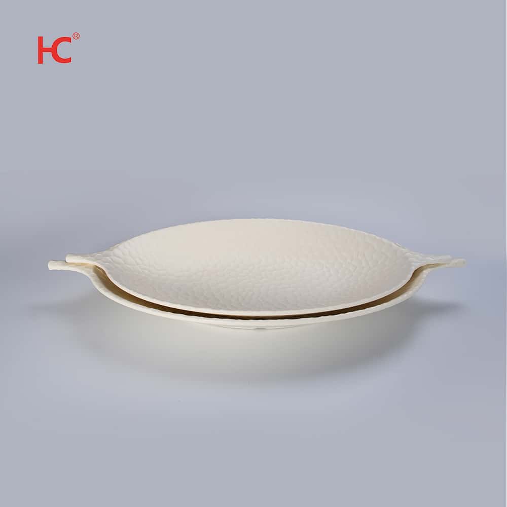 Customizable Hammered Texture Melamine Unbreakable Plain White Plastic Tableware Matt Surface Sustainable Home Dishes