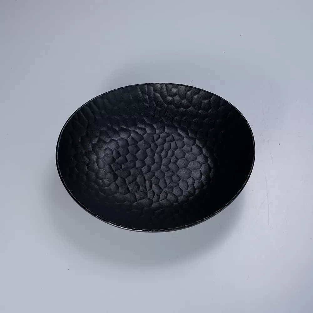 Custom Factory Hammered round Pattern Melamine Plates Unbreakable Plain Plastic Tableware with Matt Surface Home Restaurant Use