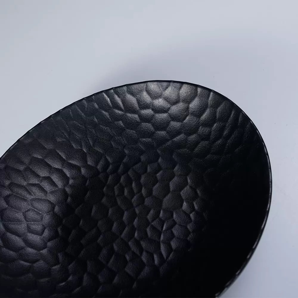Custom Factory Hammered round Pattern Melamine Plates Unbreakable Plain Plastic Tableware with Matt Surface Home Restaurant Use