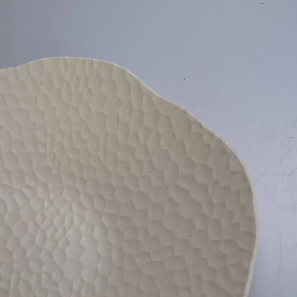 Hammered round Pattern Melamine Plates Unbreakable Plain Plastic Tableware with Matt Surface Home Restaurant Use