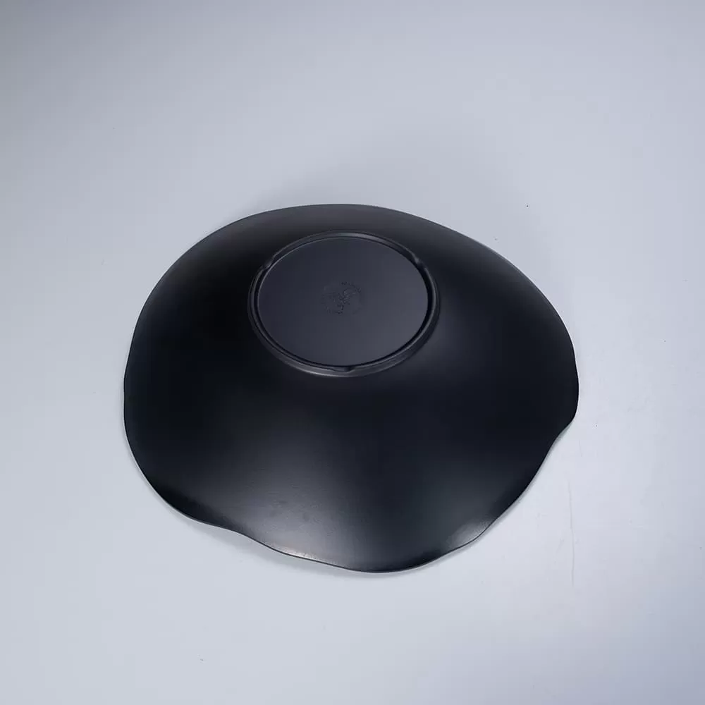 Hammered Pattern Black Melamine Plates Unbreakable Plain Plastic Tableware with Matt Surface Home Restaurant Use