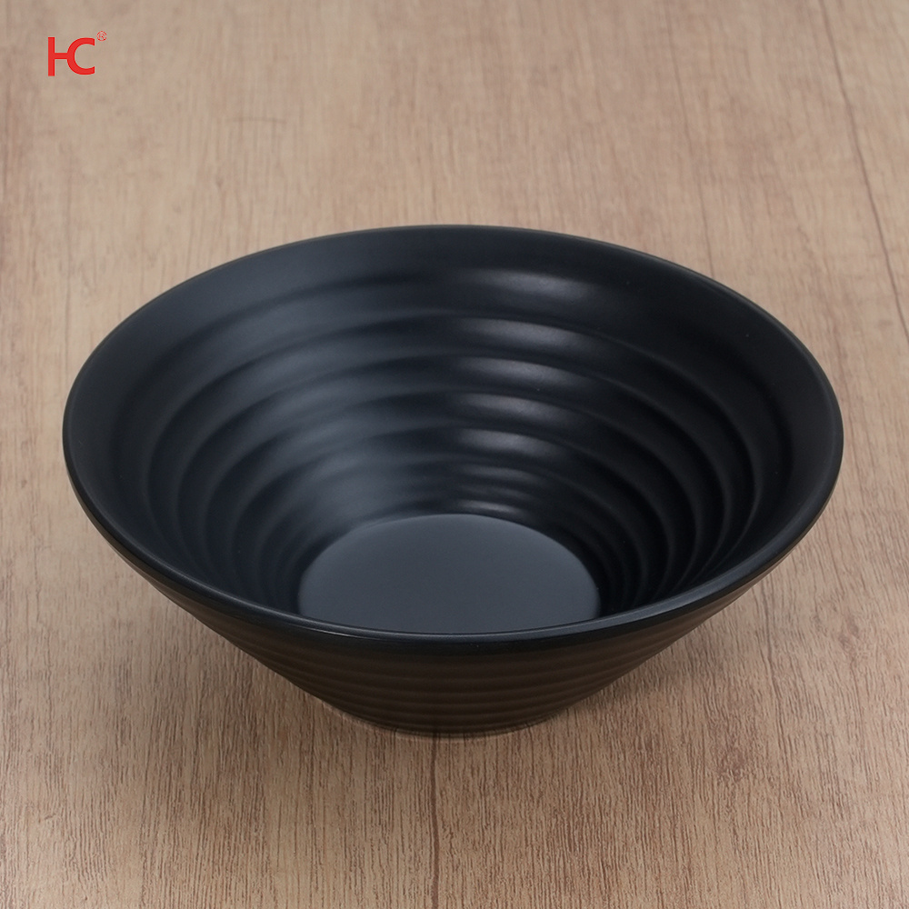 MS059 Unbreakable Melamine Bowl Hot Selling Black Plastic Dinner Plates Customizable Japanese Shape for Parties Matte