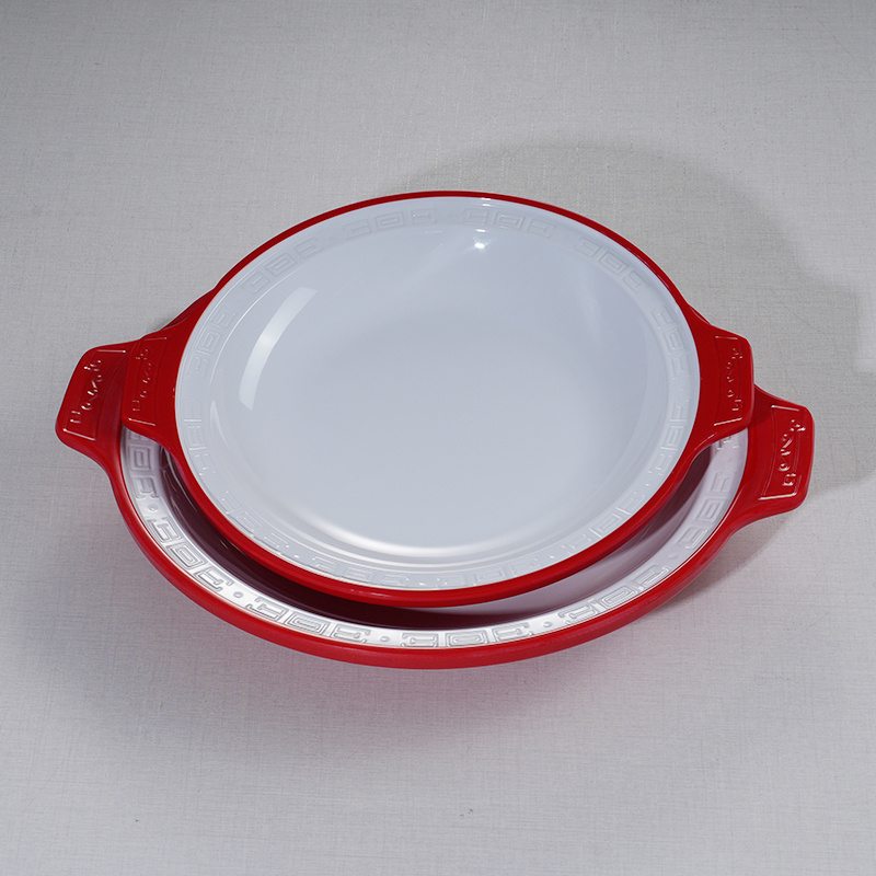 Customized Modern Plastic Dinnerware Sustainable A5 100 Melamine Binaural Plate Classic Design Style Hotel Fast Food Restaurant