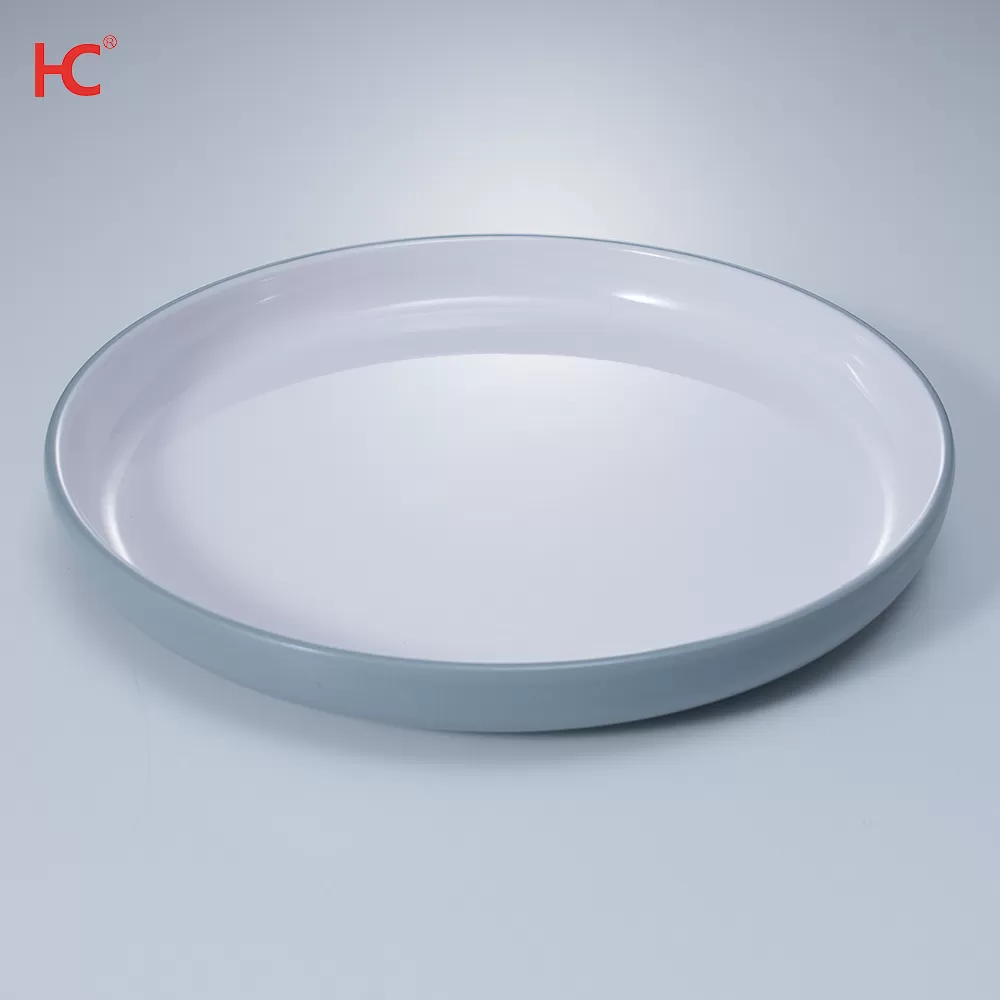 Customized Sustainable A5 100% Melamine Two Color Plate Modern Style Plastic Dinnerware for Hotel and Fast Food Restaurant