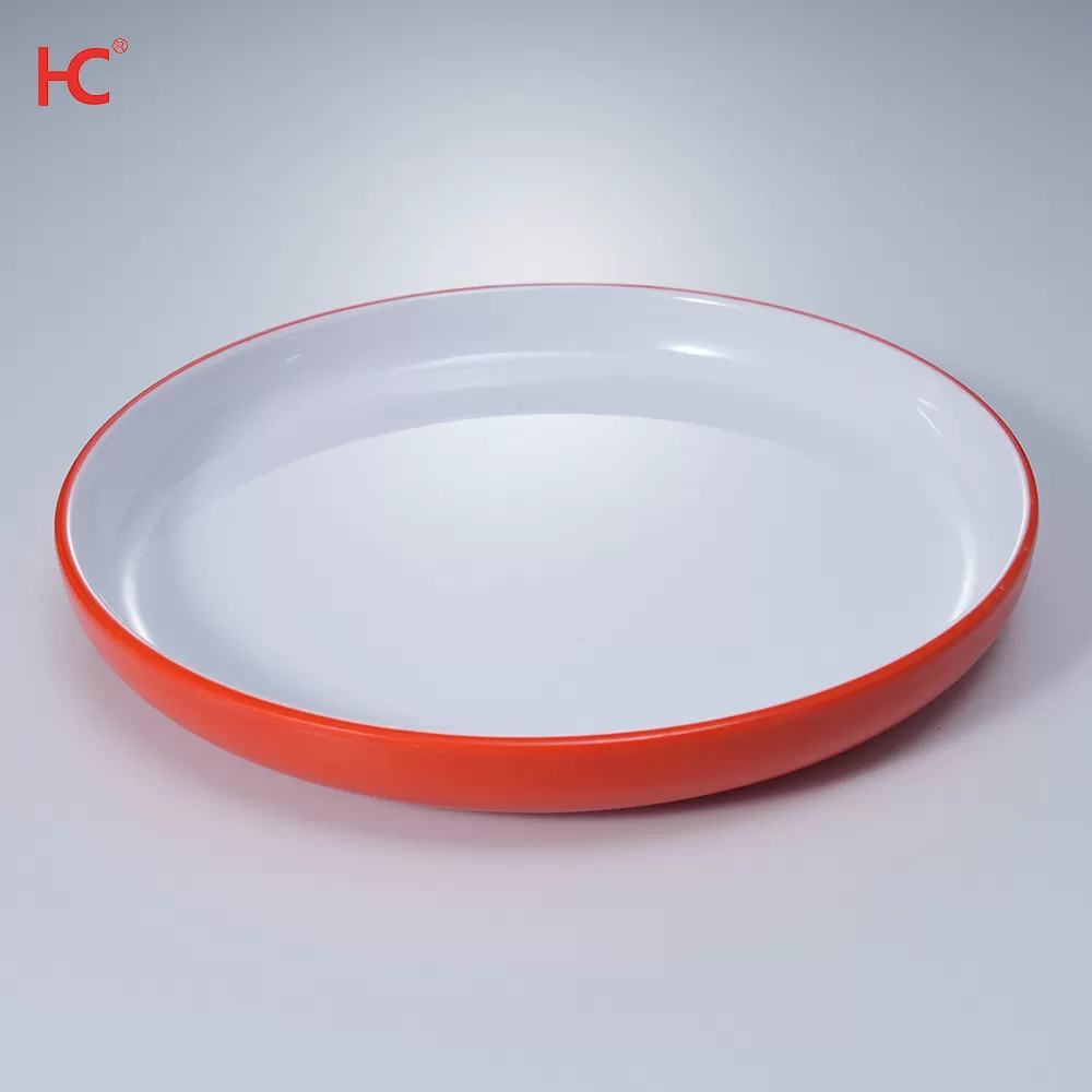 Customized Sustainable A5 100% Melamine Two Color Plate Modern Style Plastic Dinnerware for Hotel and Fast Food Restaurant