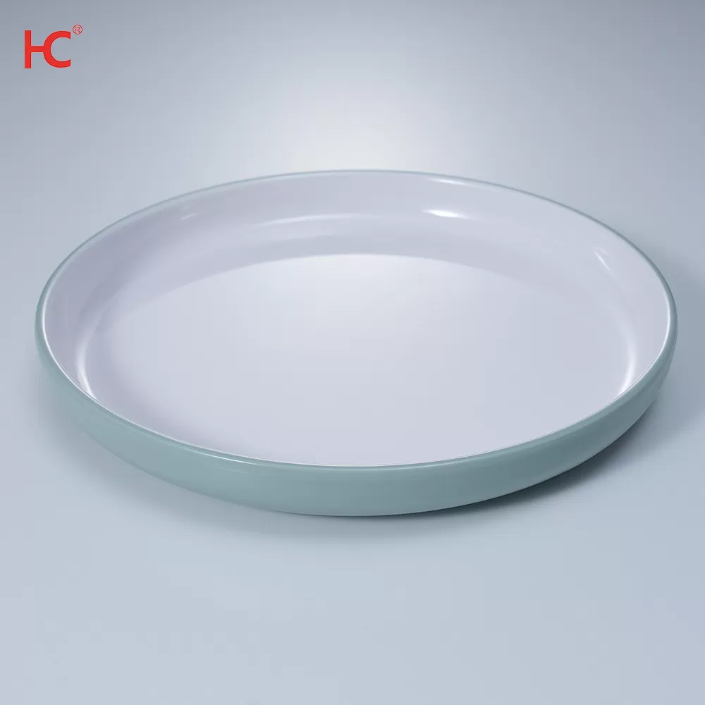Customized Sustainable A5 100% Melamine Two Color Plate Modern Style Plastic Dinnerware for Hotel and Fast Food Restaurant