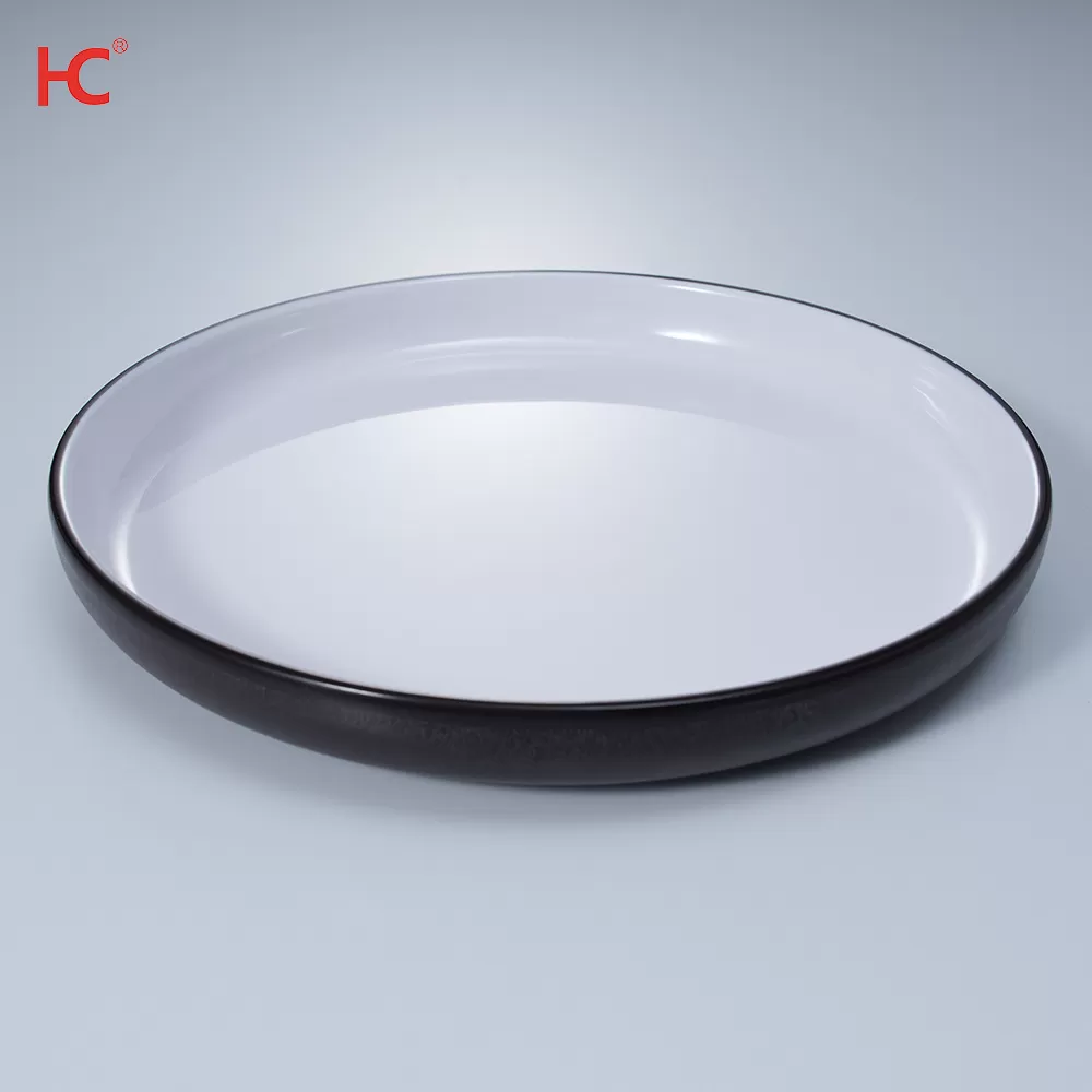 Customized Sustainable A5 100% Melamine Two Color Plate Modern Style Plastic Dinnerware for Hotel and Fast Food Restaurant
