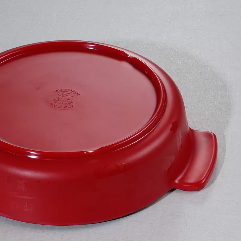 Factory Sustainable Reusable Unbreakable Plastic Melamine Dinnerware Commercial Tableware Serving Bicolor Handle Dinner Food
