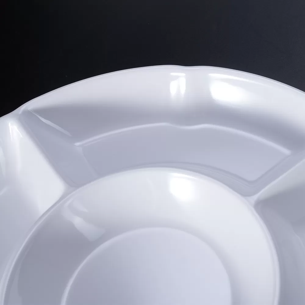 Customized 6312 5-Compartment Unbreakable Melamine Tray Tableware Classic Asian Zen Plate for Restaurant Fast Food Plastic