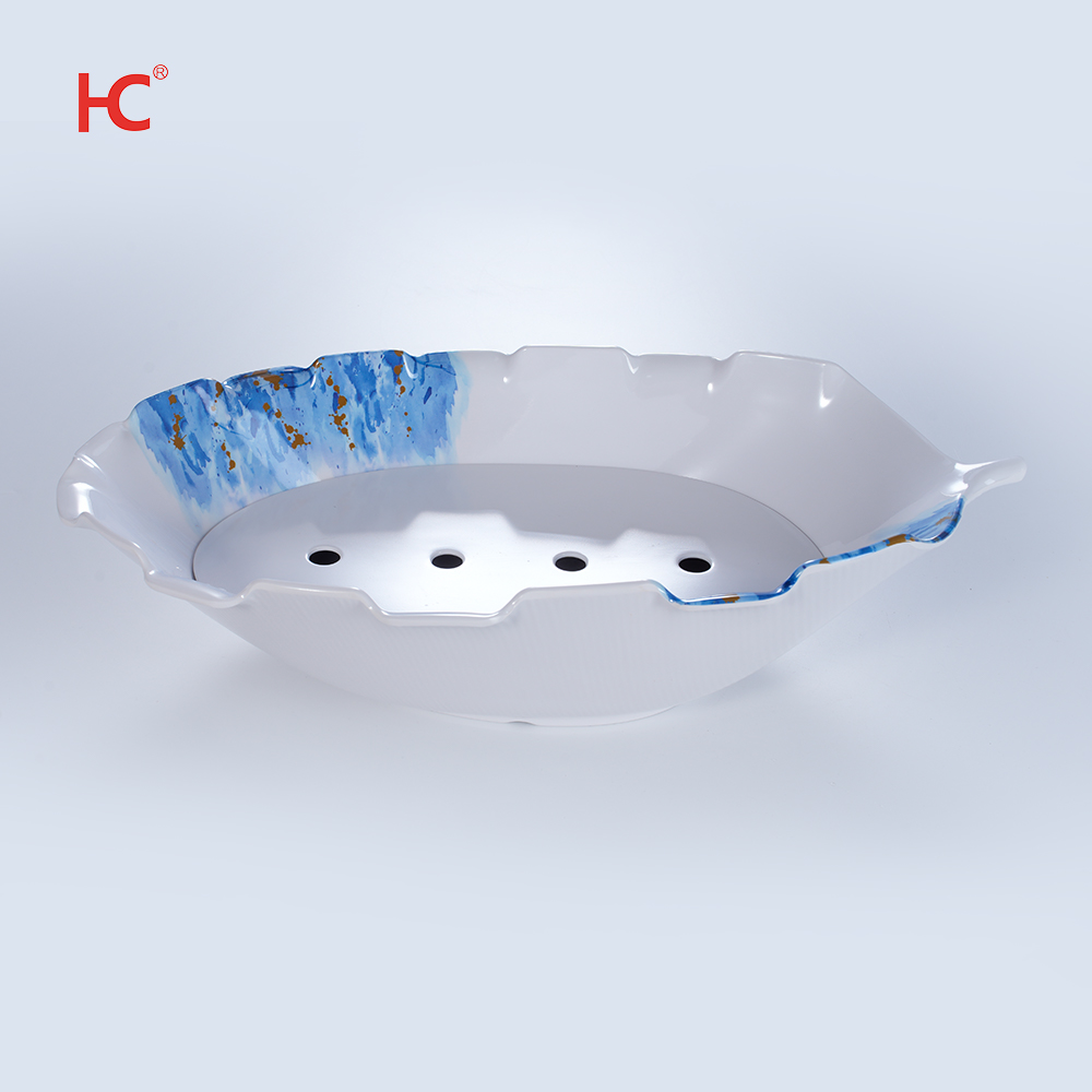 Eco-Friendly CS-22 Melamine Plastic Serving Tray Restaurant Use Dish for Hot Pot Fish Sashimi Display Dry Ice Serving Dish
