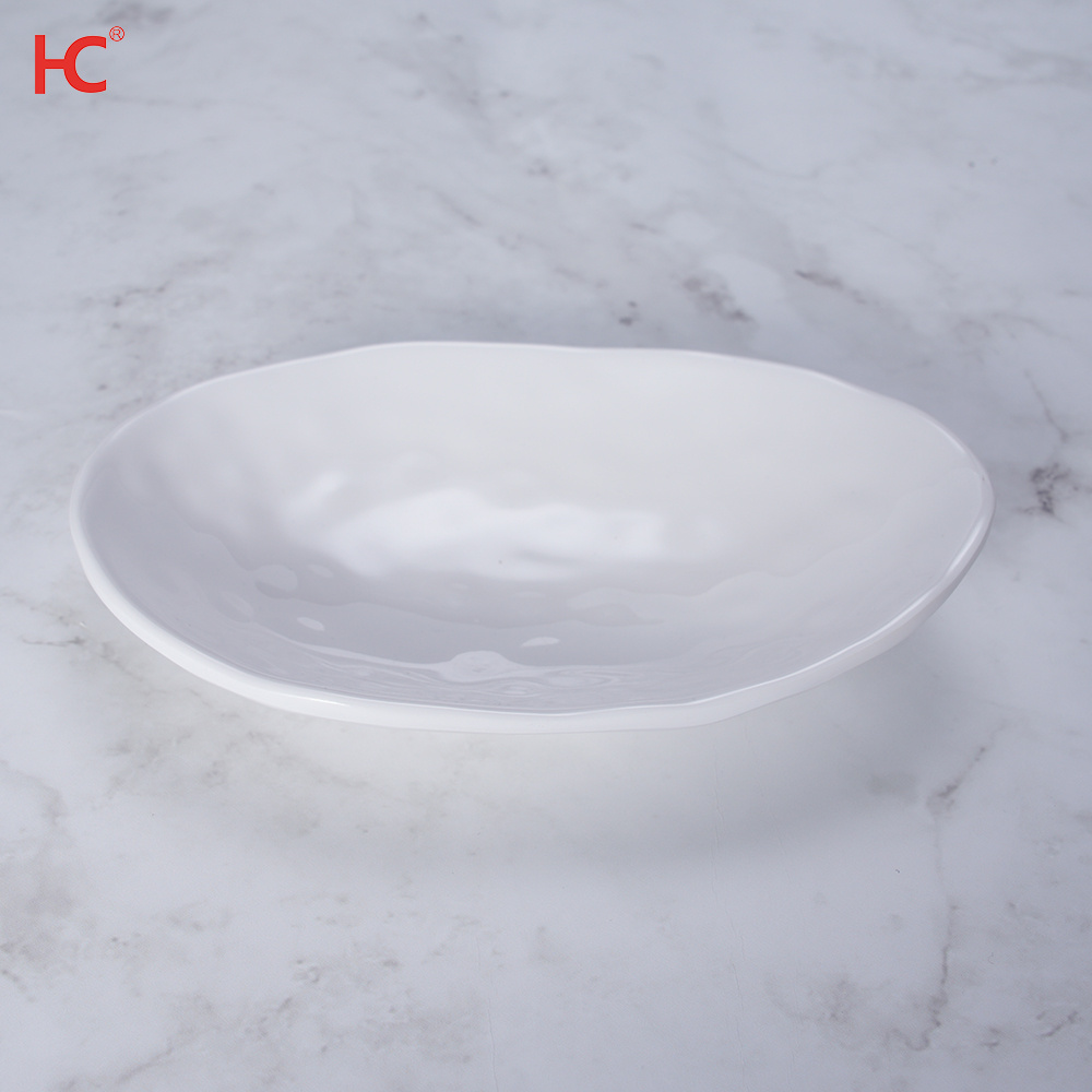 HuCheng Factory's Customized Food-Grade Imitation Lotus Leaf Unbreakable 7.5\" Oval Melamine Plate Sustainable Plastic Dishes