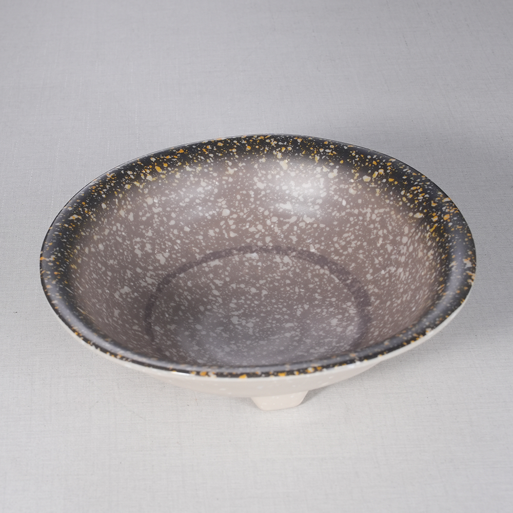 7.4-Inch Granite-Pattern Tall Tripod Melamine Bowl