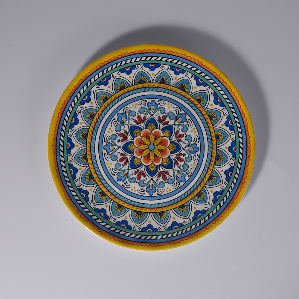 Exquisite Mediterranean-Style Pattern Melamine Dinner Plates